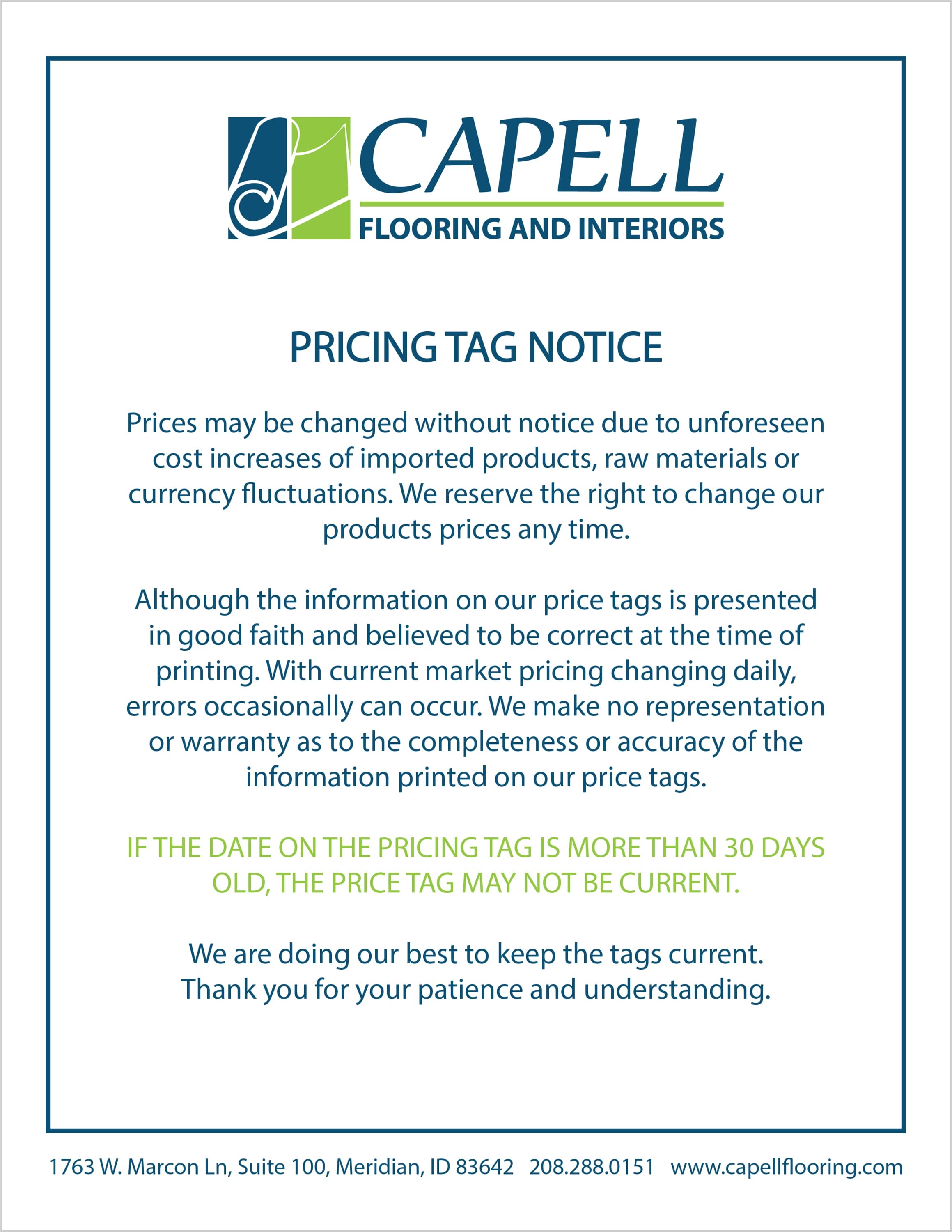 Capell Flooring and Interiors Pricing